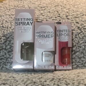 B•Pure Setting Spray, Mattifying Primer & Tinted Lip Oil Makeup (Set of 3) BPure